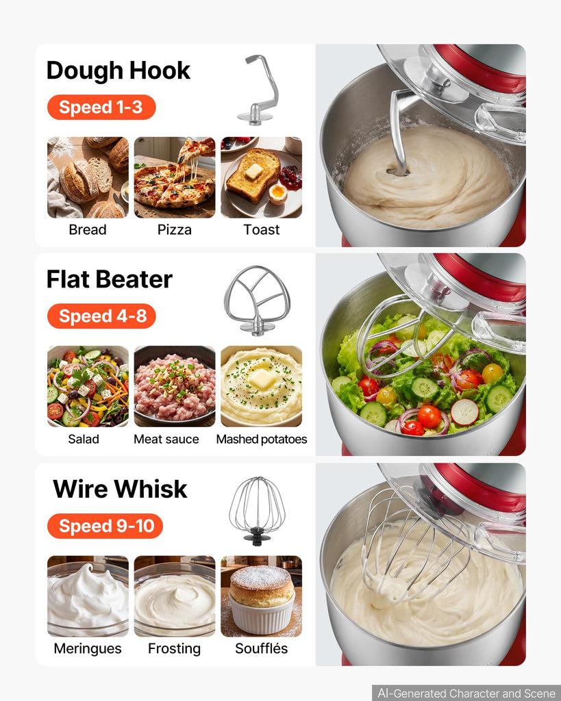 5.3 Qt Tilt Head Stand Mixer 400W Metal Electric Dough Mixer