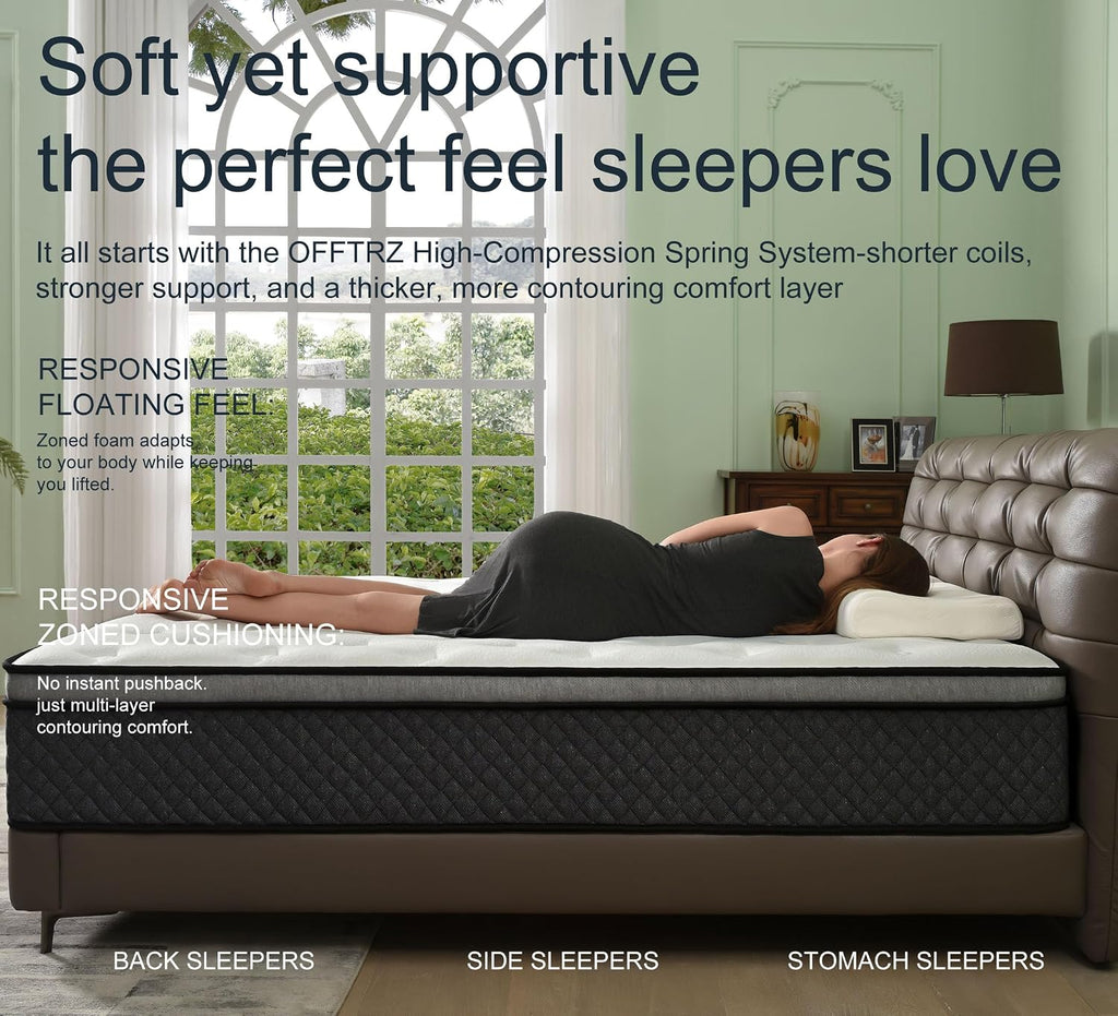 King Size Mattress, 10 Inch Hybrid Mattress in a Box, Gel Memory Foam with Individually Wrapped Pocket Springs