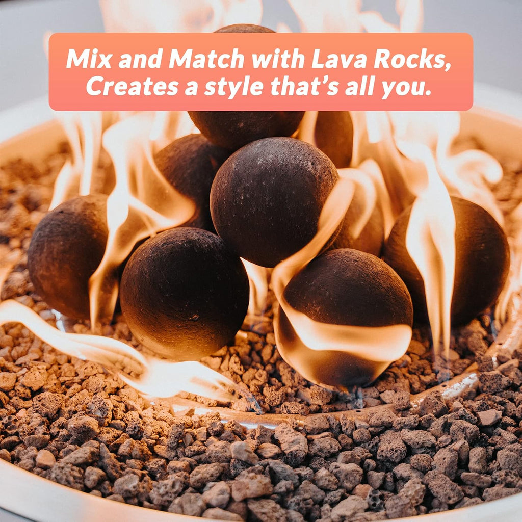 Ceramic Fire Pit Balls, Set of 15 Round Fire Stones Set