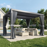 Louvered Pergola 10x12, Steel Aluminum Pergola with Adjustable Louvered Roofs