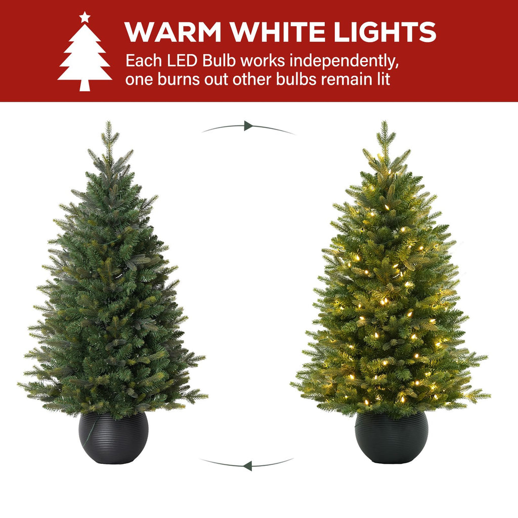 4 ft Potted Christmas Tree with 110 Warm White LEDs