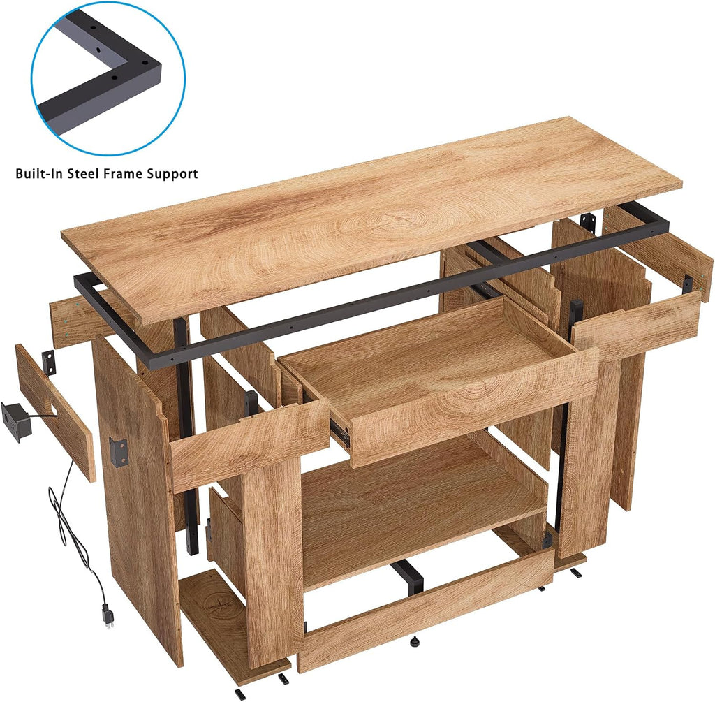 55-75/90 Gallon Aquarium Stand, Fish Tank Stand with Power Outlets & USB Ports, Heavy Duty Double Aquarium
