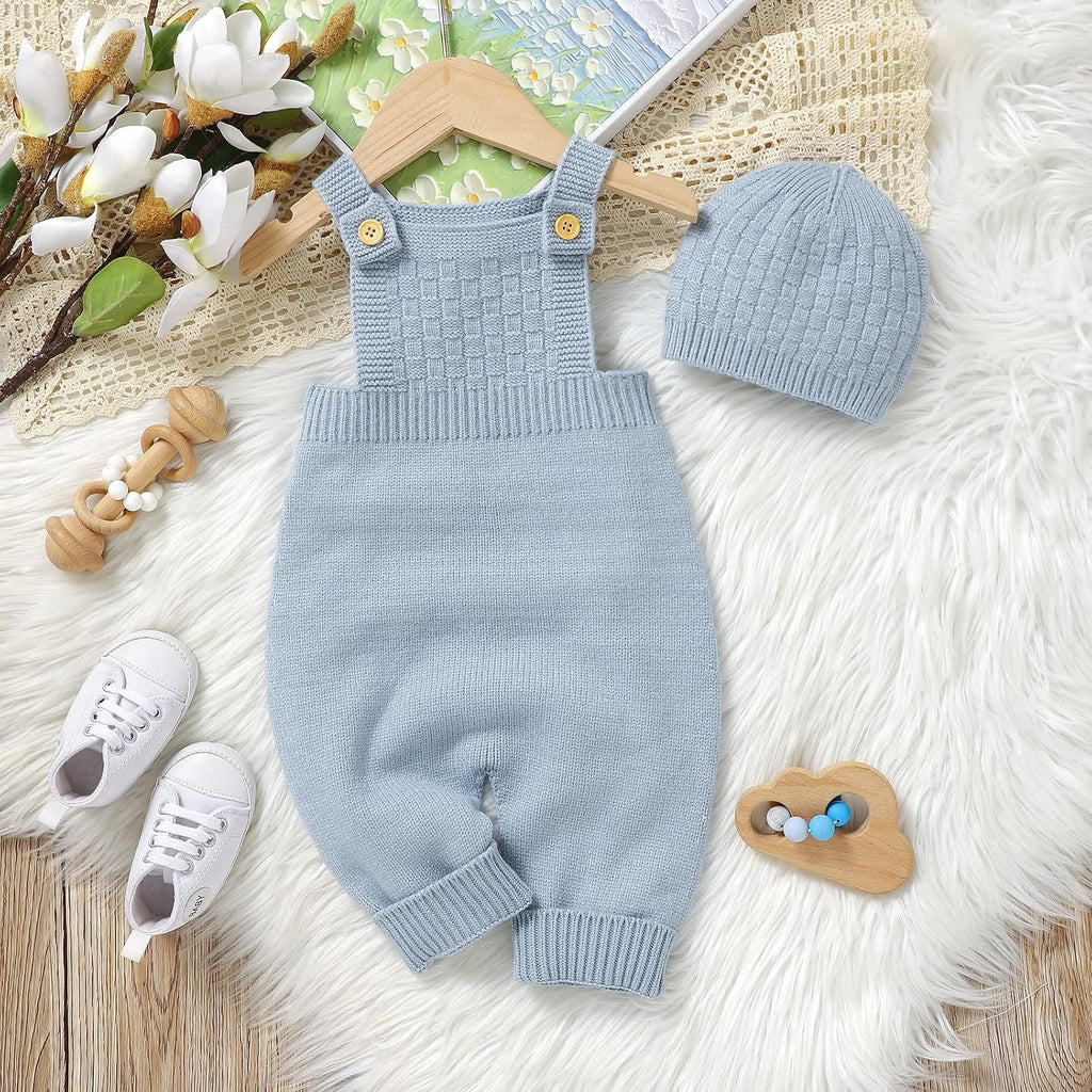 Sweater Knit Sleeveless Romper with Hat