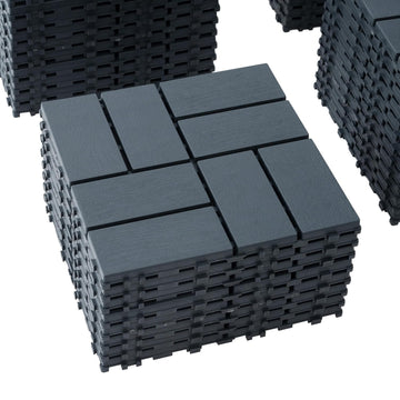 Plastic Interlocking Deck Tiles (44 PCS), 12x12 Inches Waterproof Outdoor Patio Flooring, Easy Snap Balcony Floor Tiles