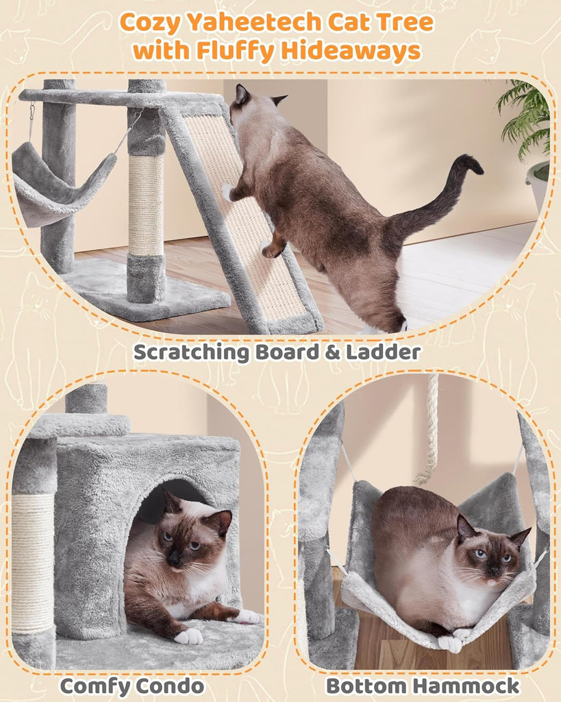 63in Sturdy Large Cat Tree for Indoor Heavy Cats, Tall Tower