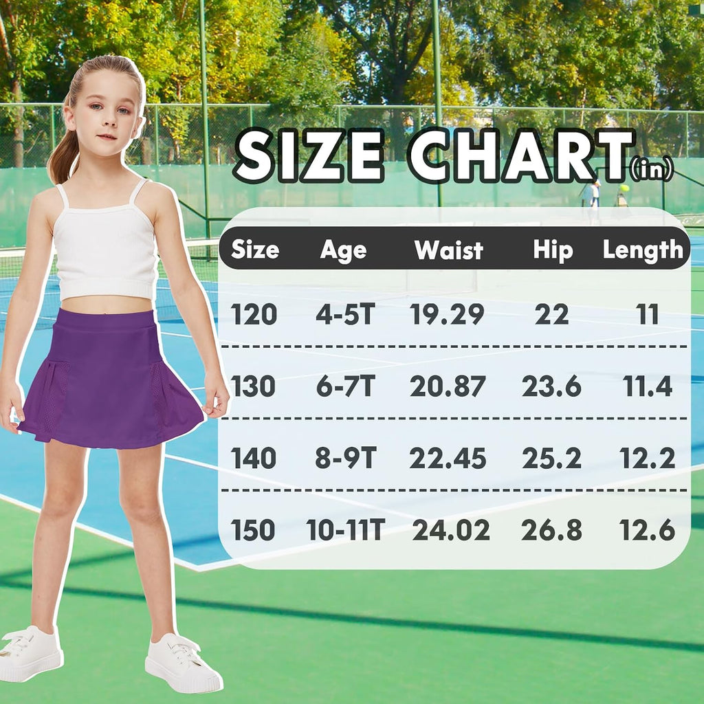 Girls Tennis Skirt Skorts for Girls High Waisted Athletic Pleated Skirts with Shorts for Golf Pickleball Running