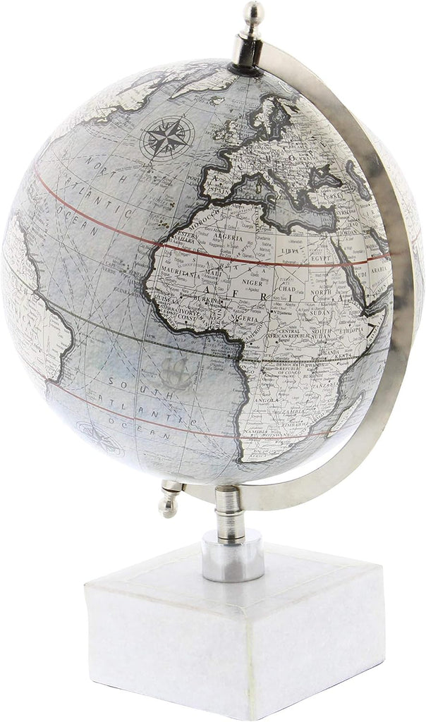 Marble Globe, 9" x 8" x 14", White