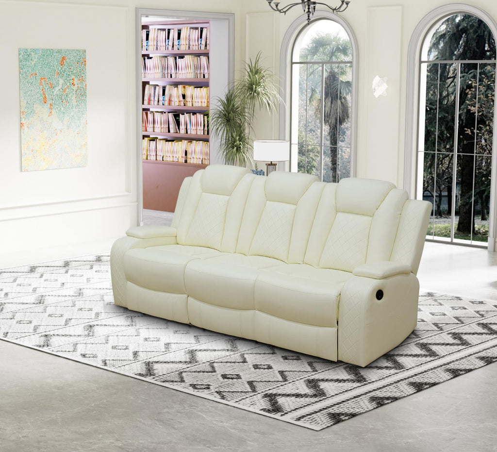Power Recliner Sofa and Couch Set with LED, 2 Piece Breathing Leather Sofa Set, Reclining Couch and Loveseat Living