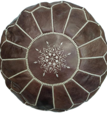 Hand Made Pouf Leather Luxury Ottomans Footstools Cover Satifaction Guarranteed Dark Brown