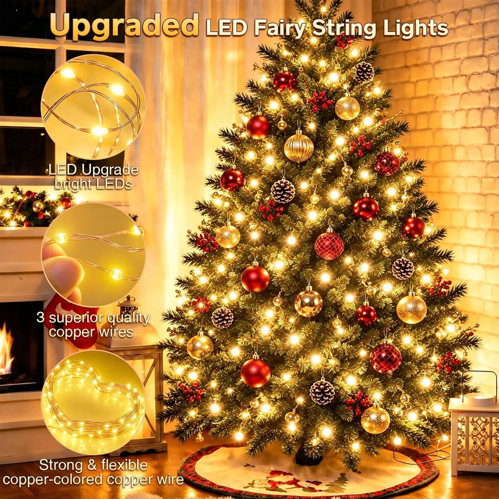 203FT 600LED Outdoor Fairy Lights Plug in Warm White Christmas Decor