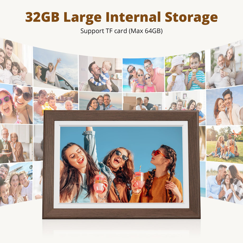 Digital Picture Frame WiFi 10 inch IPS Touch Screen Digital Photo Frame Display, 32GB Storage, Auto-Rotate, Share