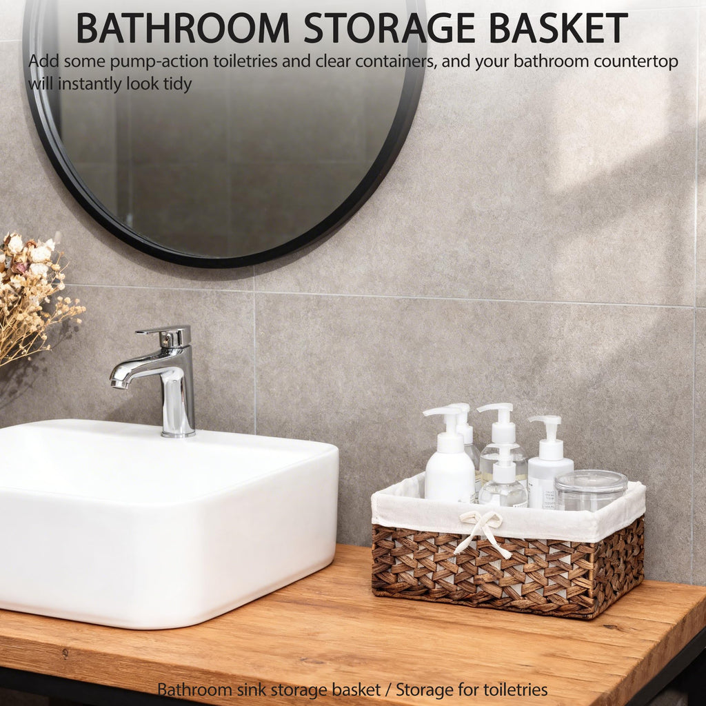 Water Hyacinth Storage Basket Small with Metal Frame & Removable Liner