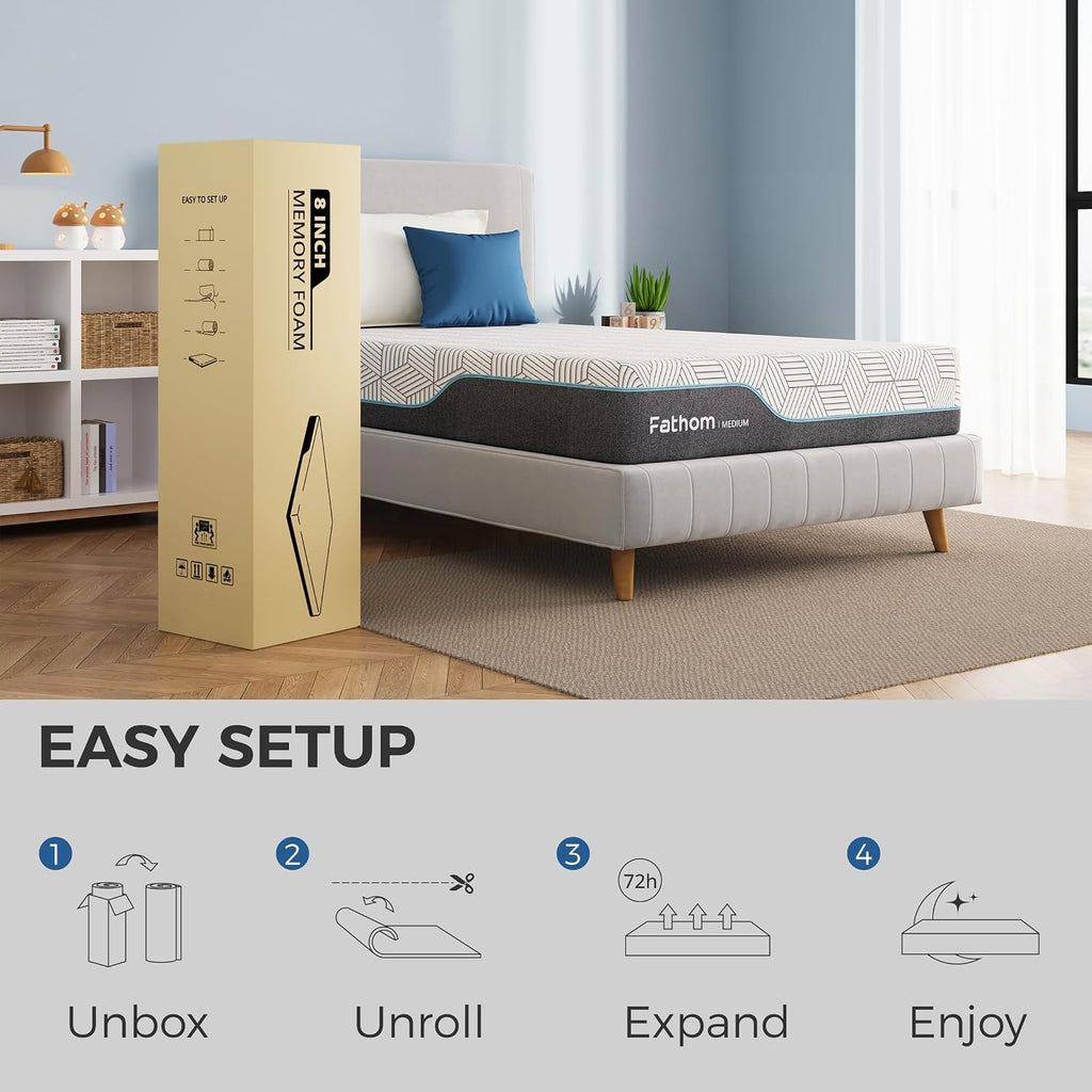 Medium Queen Mattress 10 Inch Memory Foam Mattress Queen Size Bed in a Box for Back Pain Relief and Cool Sleep with