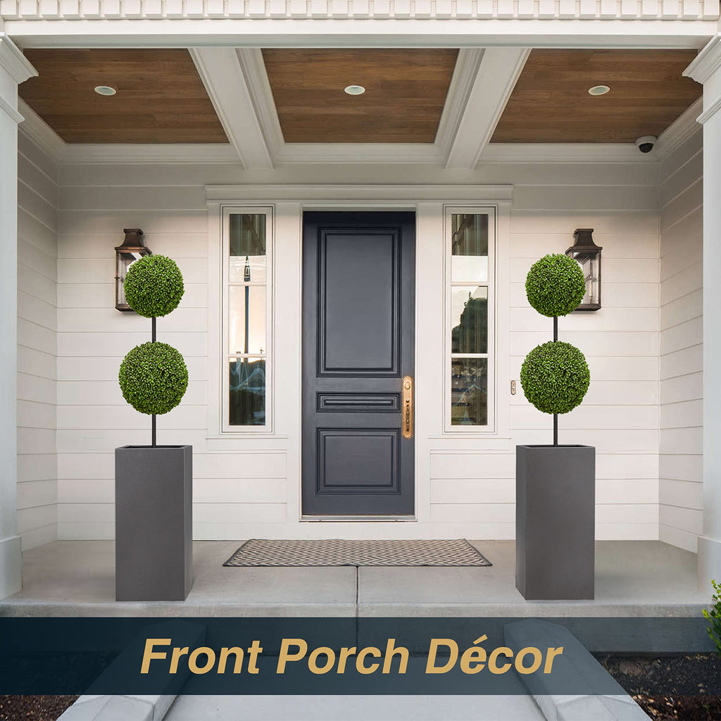 14Lx14Wx30H Heavy-duty Metallic Tall Planter for Outdoor Porch/Patio