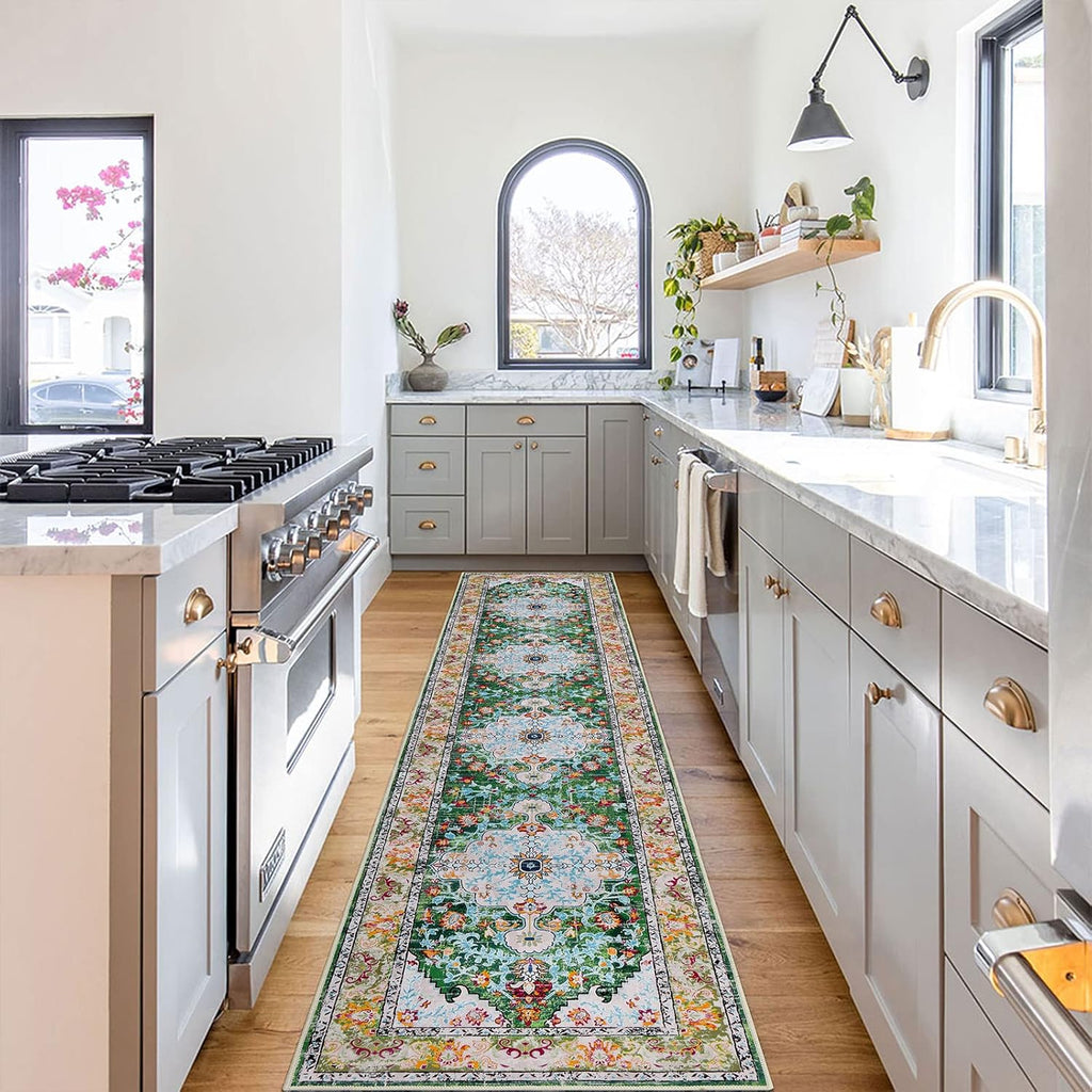 2' x 10' Boho Hallway Runner Rug, Non Slip Washable Vintage Farmhouse Accent Area Rug Carpet for Kit