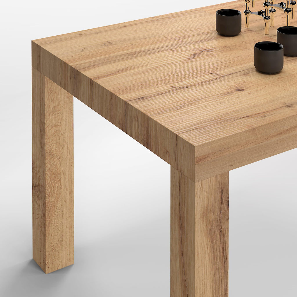 First Extendable Dining Table 47.2 to 78.7 Inches Seats 6 to 8 Rustic Oak