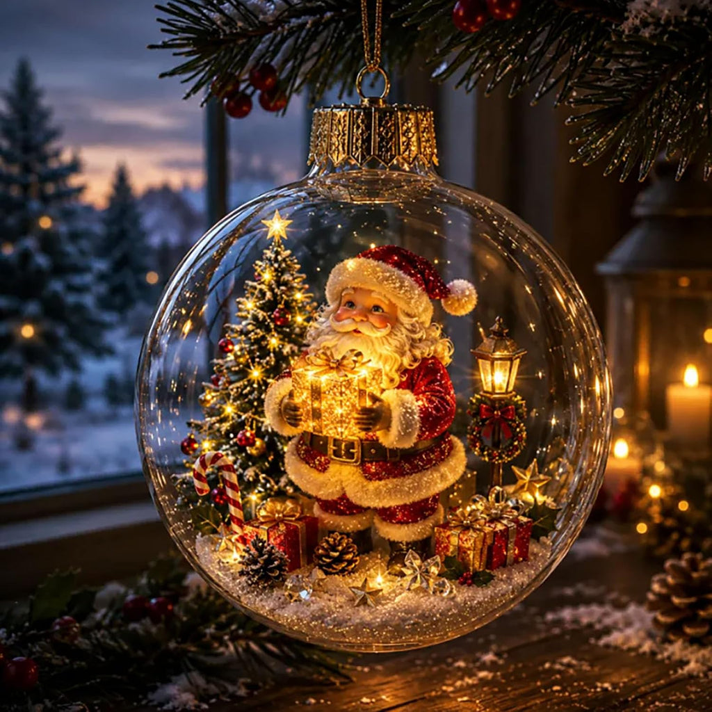 Glowing Christmas Story Ornament, Light-Up Mini Holiday Scene with Warm LED Light, Festive Keepsake Gift Christmas