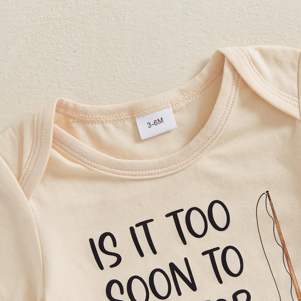 Newborn Baby Boy Clothes Fishing Short Sleeve Romper Shirt Tops Pants Summer Spring Outfits Hat Set