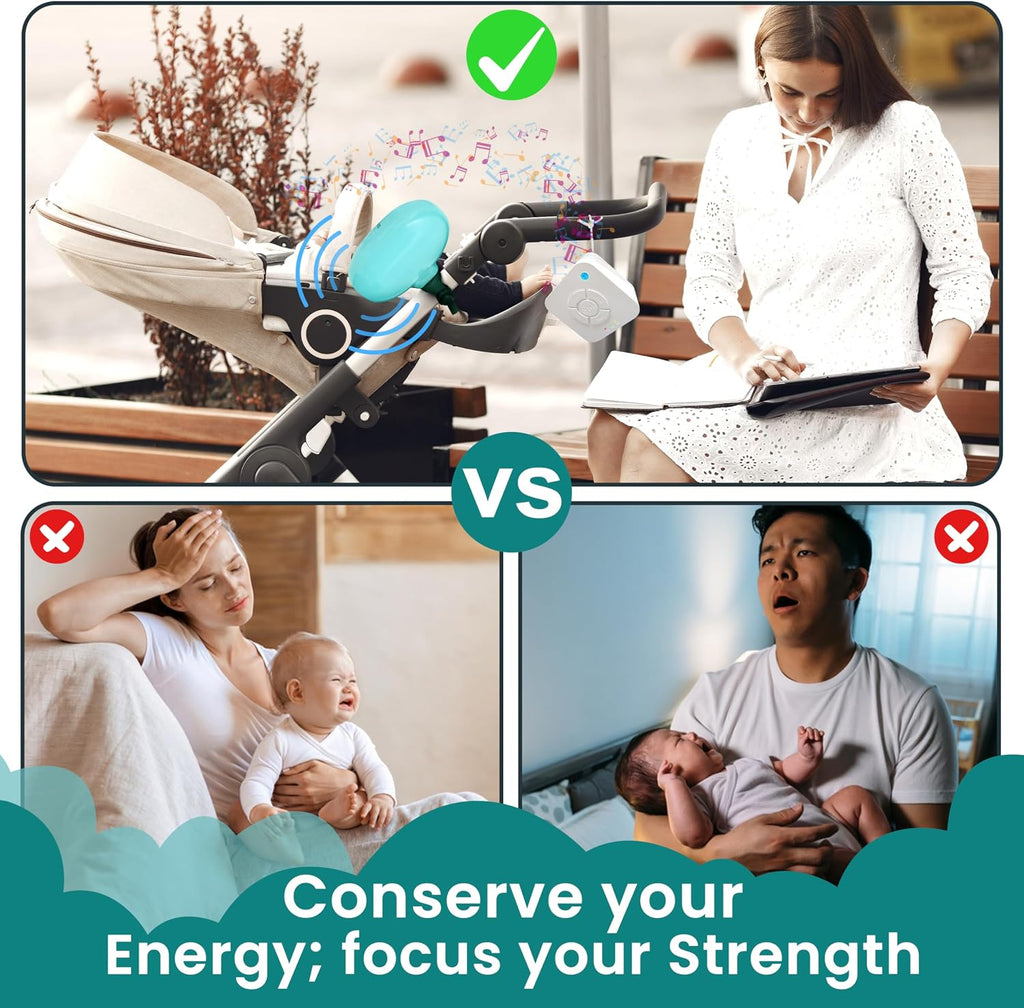 SensaRocker in-1 Baby Stroller Rocker & Portable Sound Machine, Hands-Free Soothing with 5 Speeds, 9 Sounds, Night