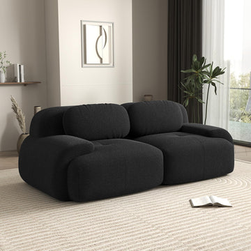 81.8 Inch Modular Sectional Sofa, Loveseat Boneless Couch, Black