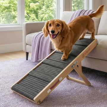 Dog Ramp for Small Dogs, Adjustable Wooden Dachshund Ramp for Couch