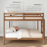 Bear Twin Over Twin Bunk Bed, Sturdy Bunk Bed Frame for Kids, Plywood Bunk with Ladder, Guardrail, and Slats