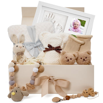 Baby Gift Basket for Newborn, Baby Shower Gift Set, Gender Neutral Gift Box