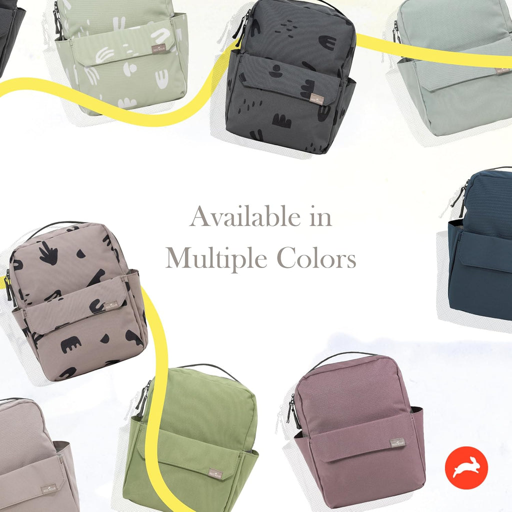 Mini Roo Diaper Bag Backpack, Sage Green Baby Bag - 6 Pocket Daily Carry