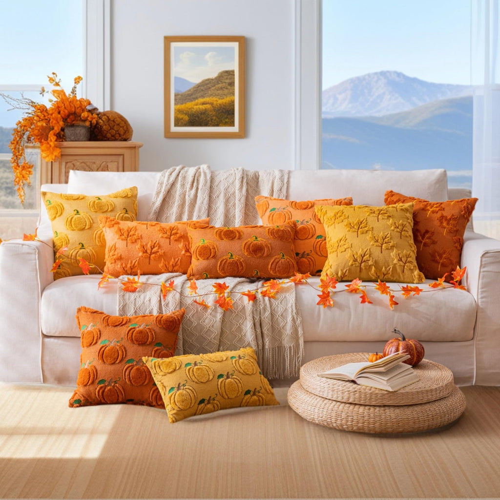 Maple Leaf Fall Rust Throw Pillow Covers 20x20 Inch Set of 2