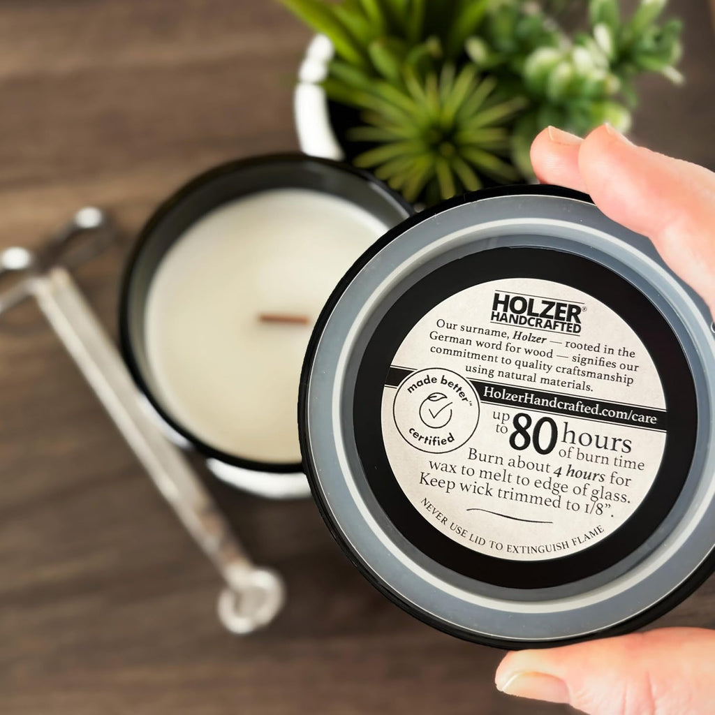 Unscented Candle Wood Wick | Fragrance-Free | Coconut Soy Wax | Clean Burn | Handpoured by , 80 Hour Burn Time, 1