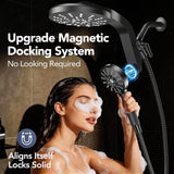 High Pressure Rain Showerhead Combo, 2026 Magnetic Shower Head Set with Detachable 8-Mode Handheld Shower Spray