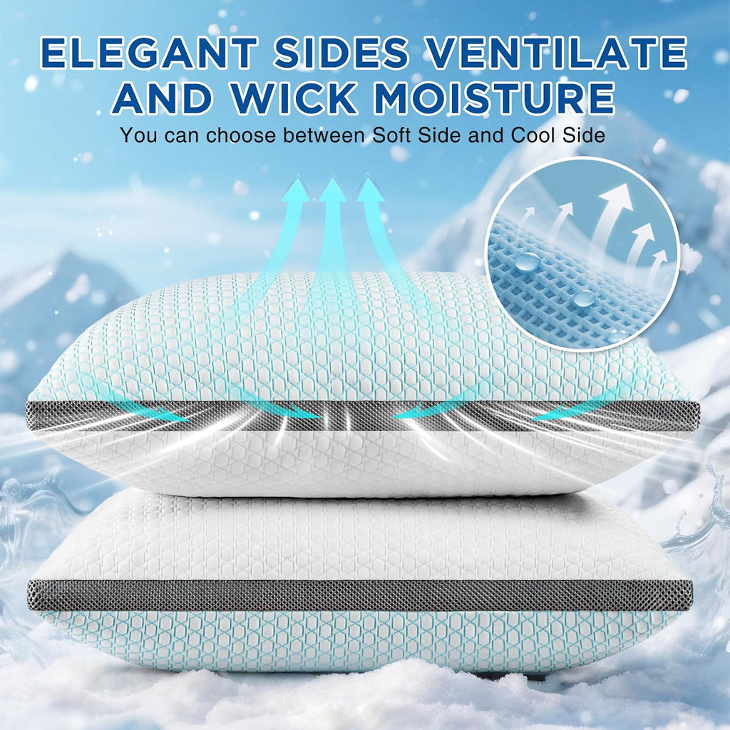Cooling Pillows King Size Set of 2,Shredded Memory Foam Pillows | Bed Pillow for Hot Sleepers Adjustable Firm Pillow