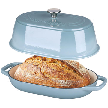 Enameled Cast Iron Dutch Oven Pot with Dome Lid, Oval Bread Oven made Sourdough Bread Baking, Oven Safe up to 500°F