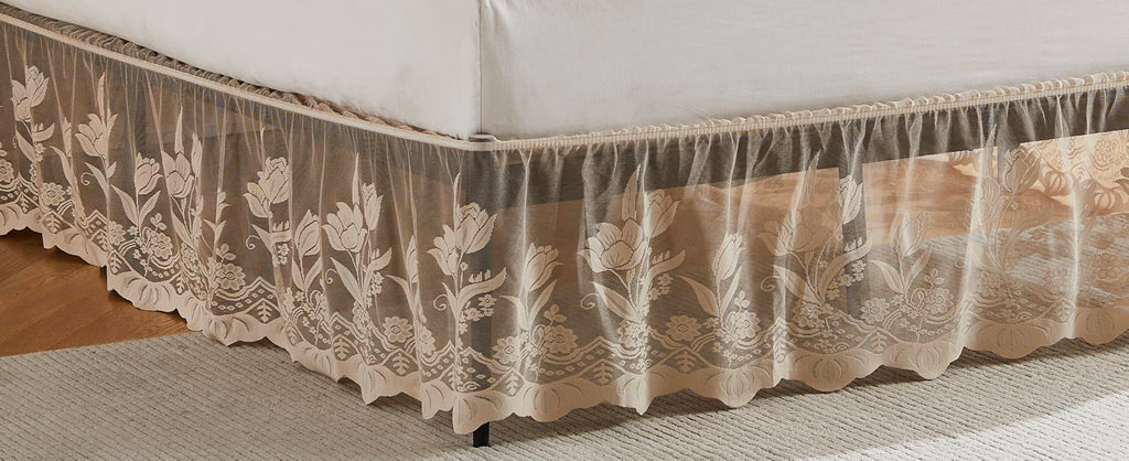 Queen Size Brown Lace Bed Skirt for Bed. DO Linen Queen