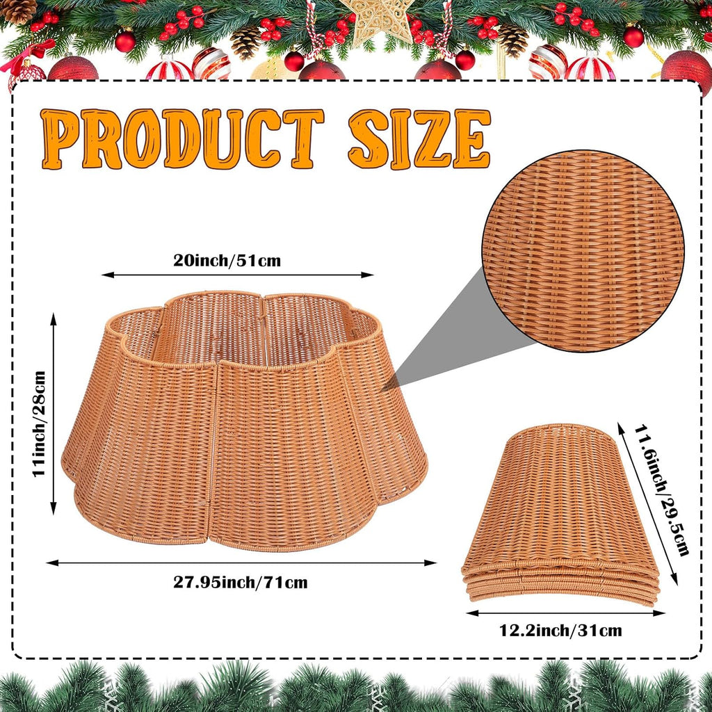 Woven Rattan Christmas Tree Collar, 27.95 Inch Scalloped Edge
