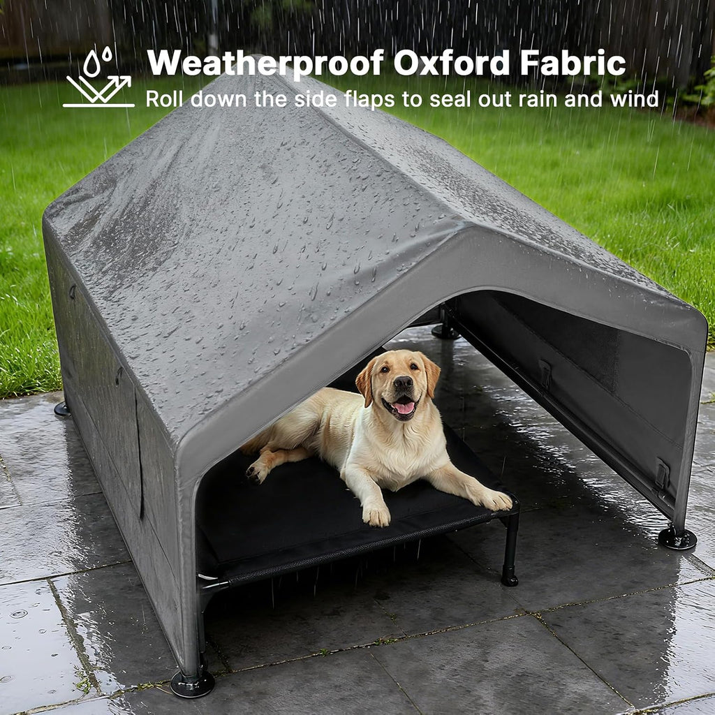 Extra Large Dog House Outdoor Includes Elevated Dog Bed-Weatherproof
