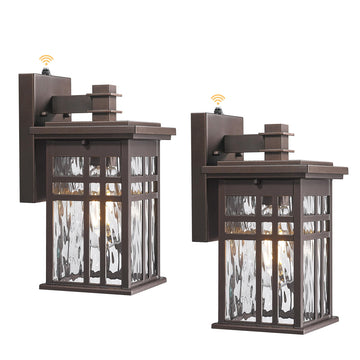 Outdoor Wall Sconce 2-Pack, HWH Dusk to Dawn Exterior Wall Light Fixtures, Farmhouse Outside Lights Oil-Rubbed-Bronze