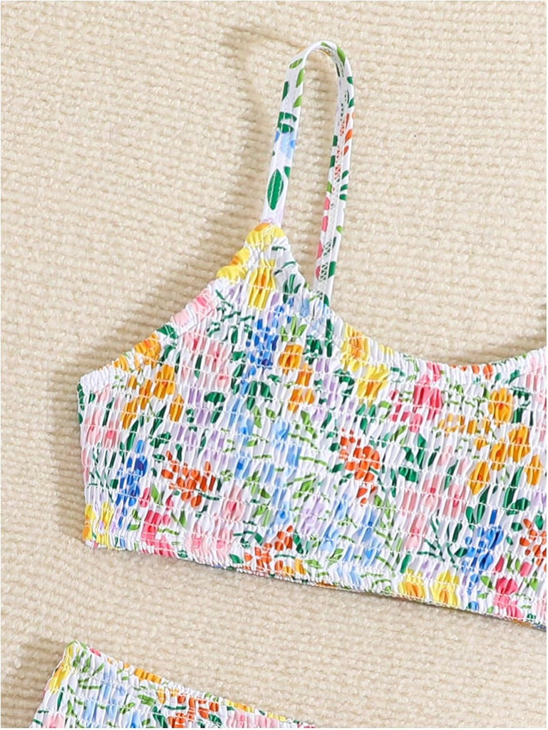 Girl's Floral Print Two Piece Bikini Set Cute Bathing Suit