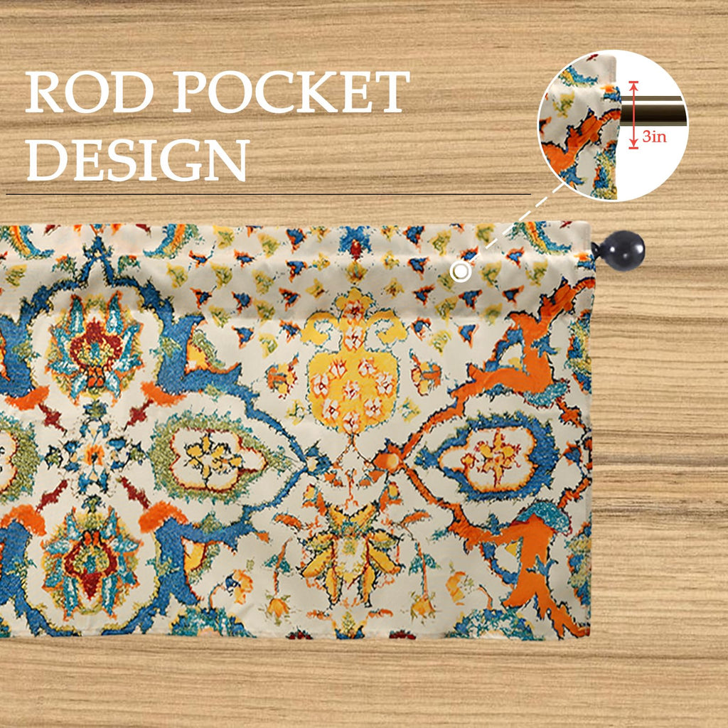 Boho Kitchen Curtains Valances Set 3 Piece Windows Decor