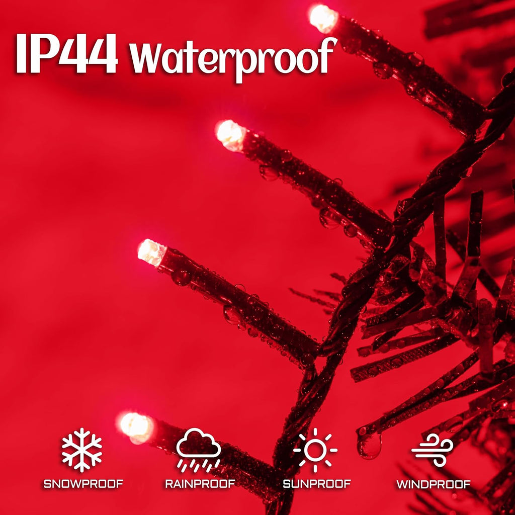 82FT 1000 LED Christmas Cluster Light 8 Modes String Lights Red