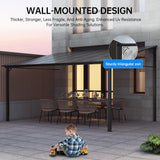 12'X14' Lean to Gazebo, Wall-Attached Hardtop Pergola with Anti-UV Polycarbonate Roof