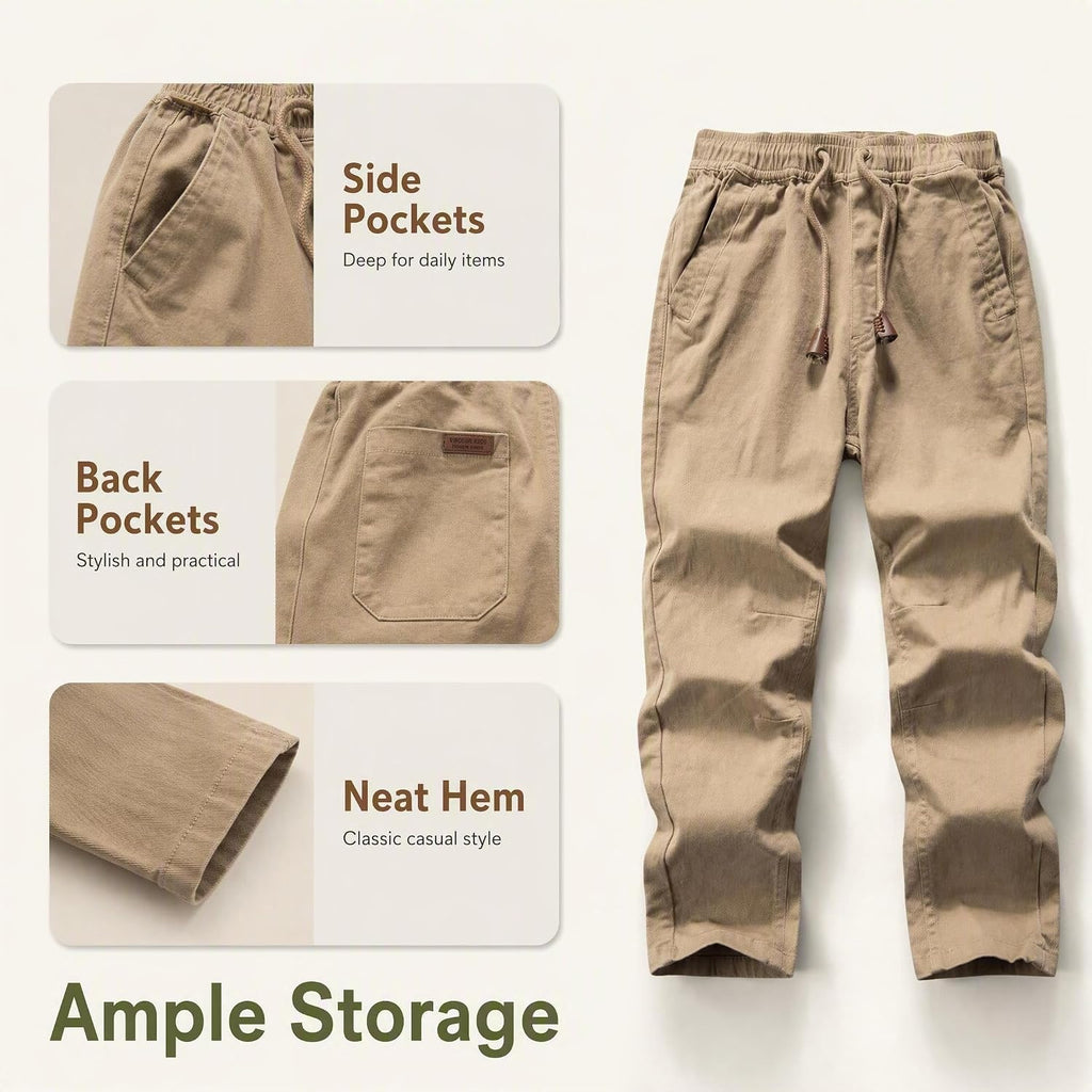 Boys' Solid Color Drawstring Elastic Waist Chino Pants