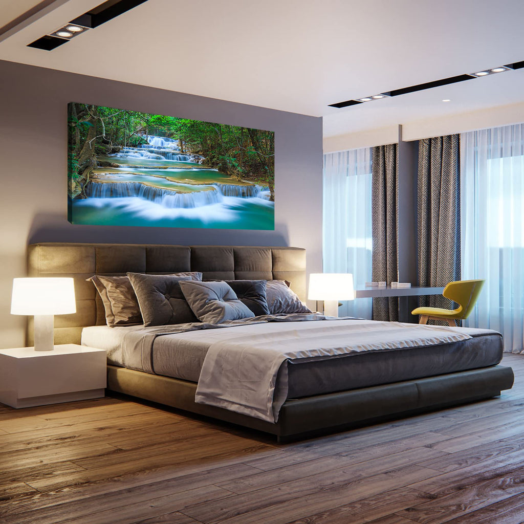 Canvas Prints Wall Art Forest Waterfall Landscape Forest Scenery Painting Nature Wilderness Photography