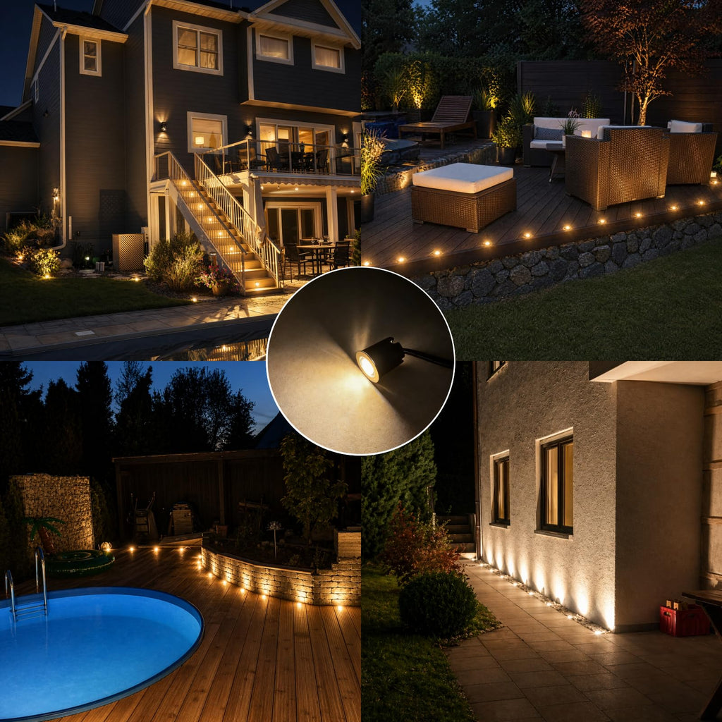 16 Pack LED Recessed Deck Lights with Protecting Shell, IP68 Waterproof Warm White, 0.6W, Outdoor Landscape
