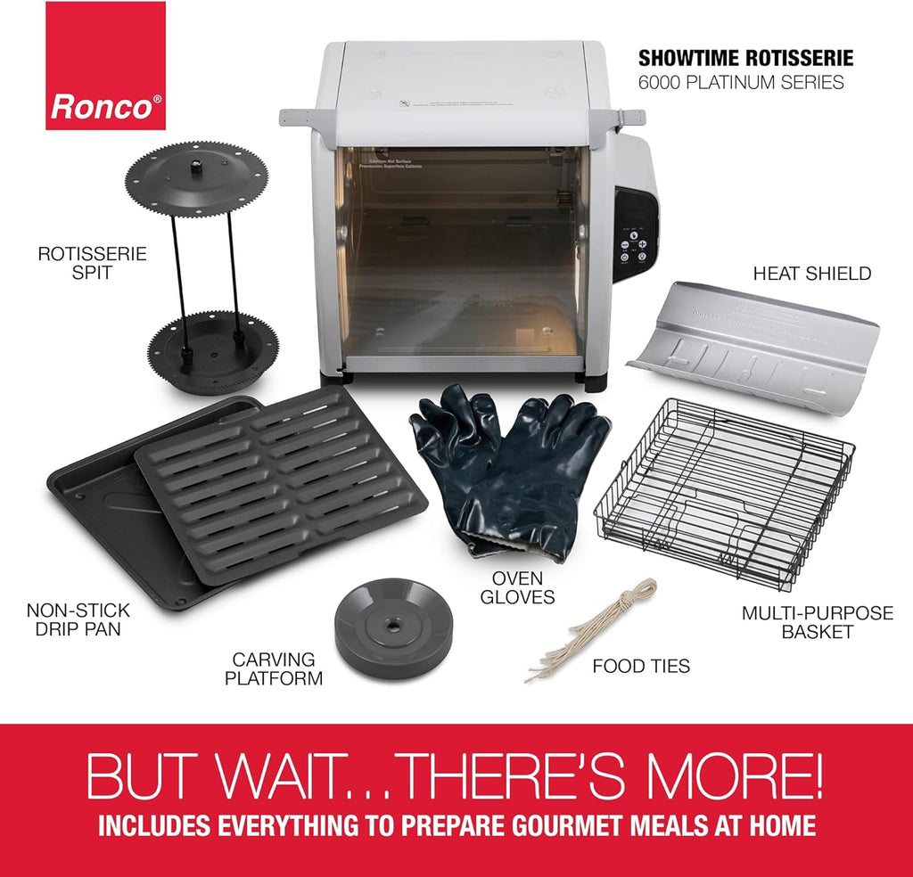6000 Platinum Series Rotisserie Oven, Digital Display, 12-Pound Capacity, Auto Shutoff, Includes Rotisserie Spit