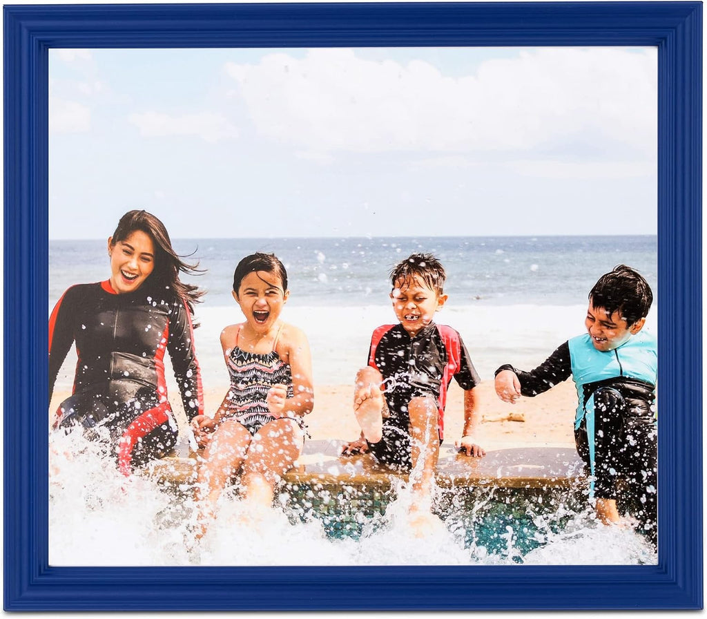 24x36 Inch Blue Picture Frame, This 1" Custom Wood Poster Frame is Blue Stain on Red Leaf Maple, for Your Art or