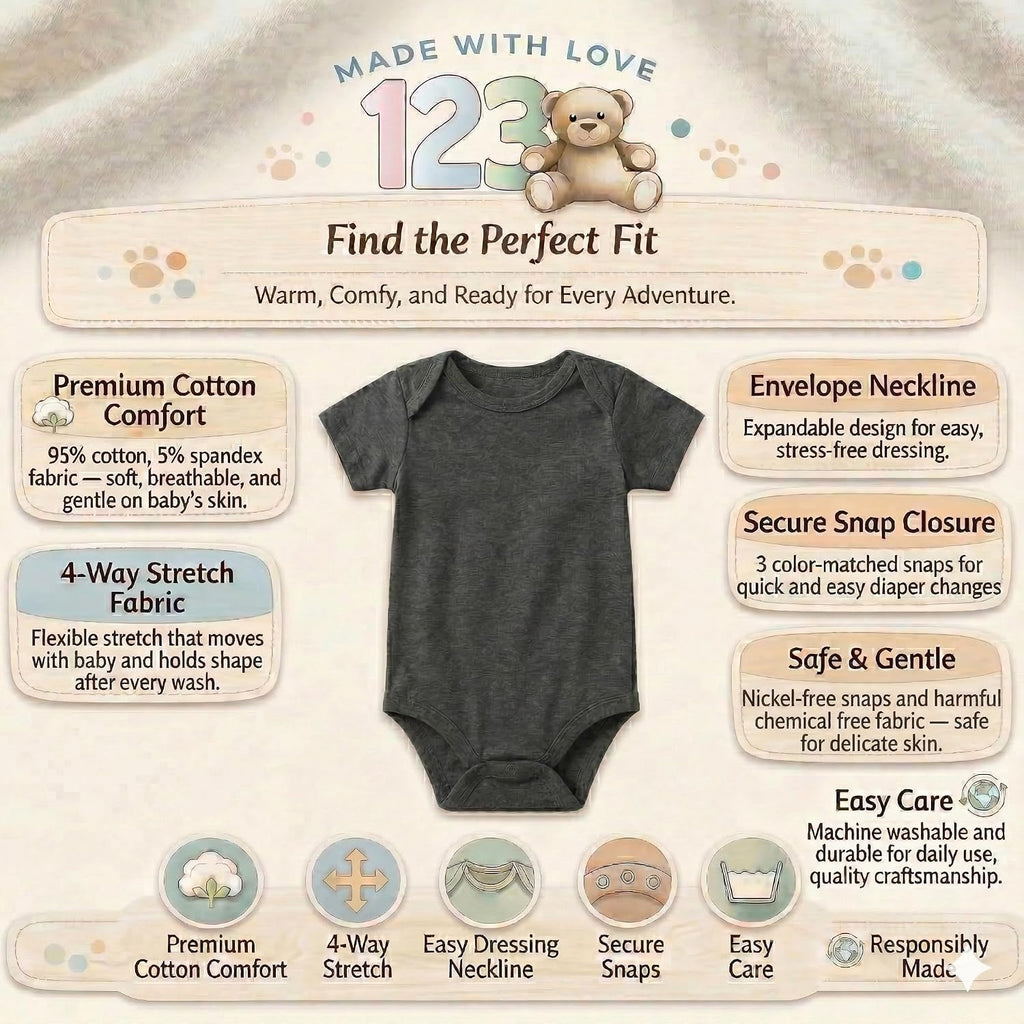 Baby Short-Sleeve Bodysuits Multipack, Boy Girl, to