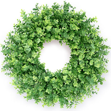 26" Large Artificial Eucalyptus Wreath, for Front Door Decor(Green)