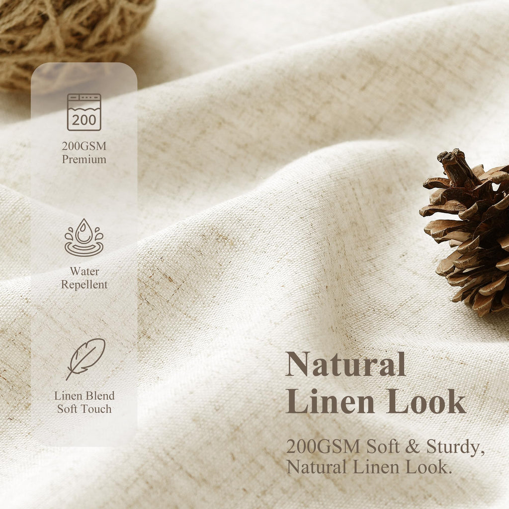 Natural Linen Fabric Shower Curtains, 72x72
