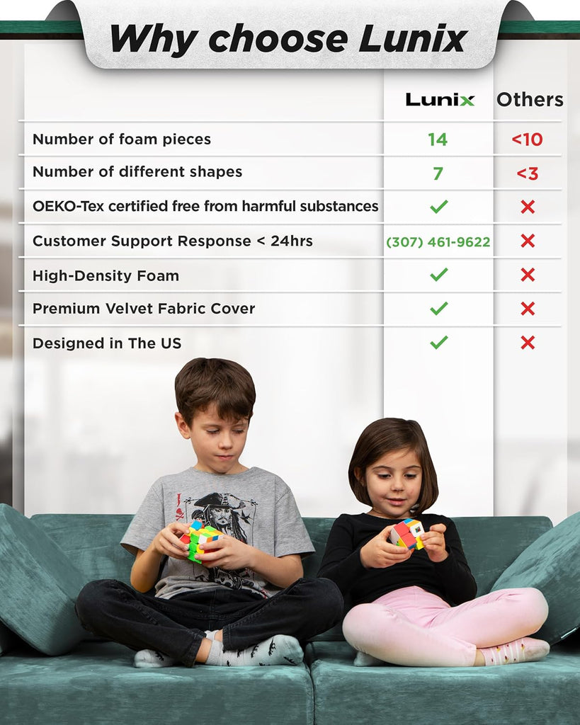 Modular Kids Play Couch, Piece Fort Building & Climbing Foam Set